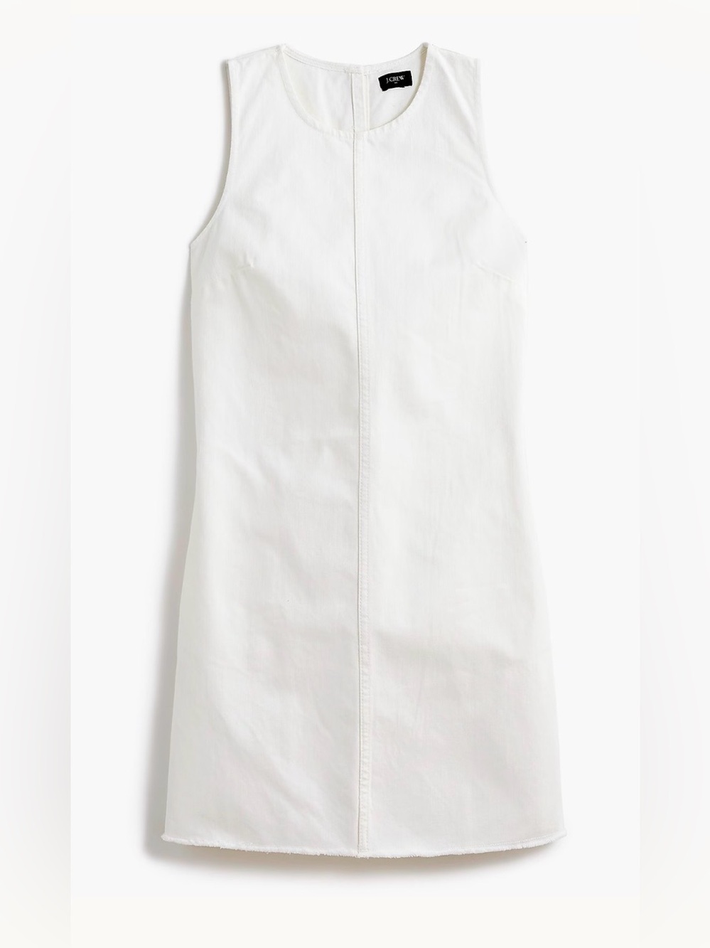J.Crew Factory White Wash Denim Shift Dress Pockets Frayed Hem Size 10